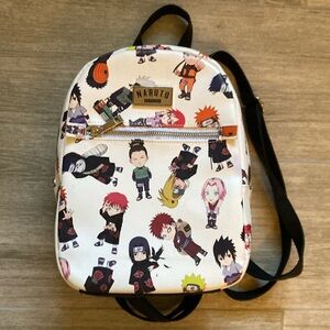 Naruto Shippuden Allover Chibi Character Faux Leather Mini Backpack Tote Bag